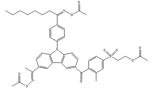 3-(1-Acetoxyimino)ethyl-6-[2-methyl-4-(2-acetoxyethyldioxothio)]benzoyl-9-[4-(1-acetoxyiminooctyl)]phenyl carbazole