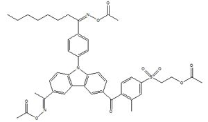 3-(1-Acetoxyimino)ethyl-6-[2-methyl-4-(2-acetoxyethyldioxothio)]benzoyl-9-[4-(1-acetoxyiminooctyl)]phenyl carbazole
